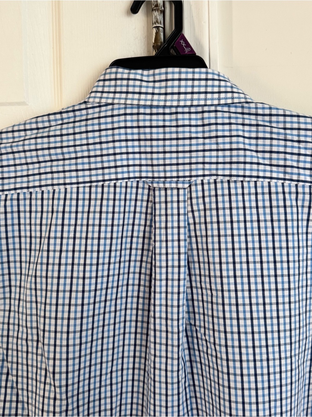 IZOD Men’s Large Shirt 100% Cotton Blue White Plaid Check Long Sleeve Button Up - Picture 10 of 11